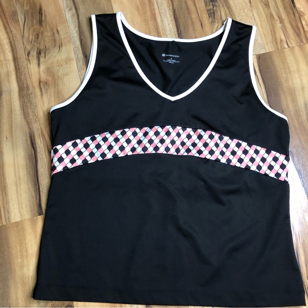 Tennis tank top Wimbledon size Large black / white / pink